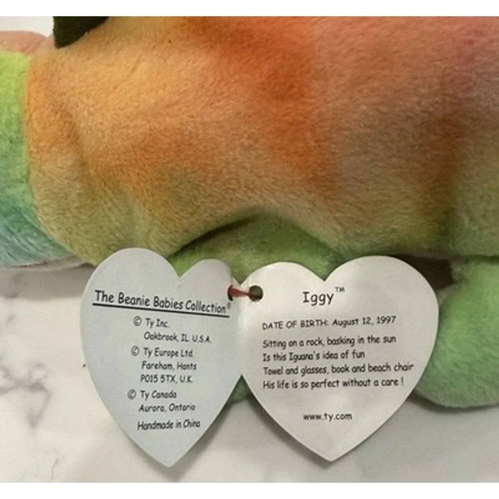 Ty Beanie Baby 9 inch Rainbow Iggy The Iguana Chameleon Toy